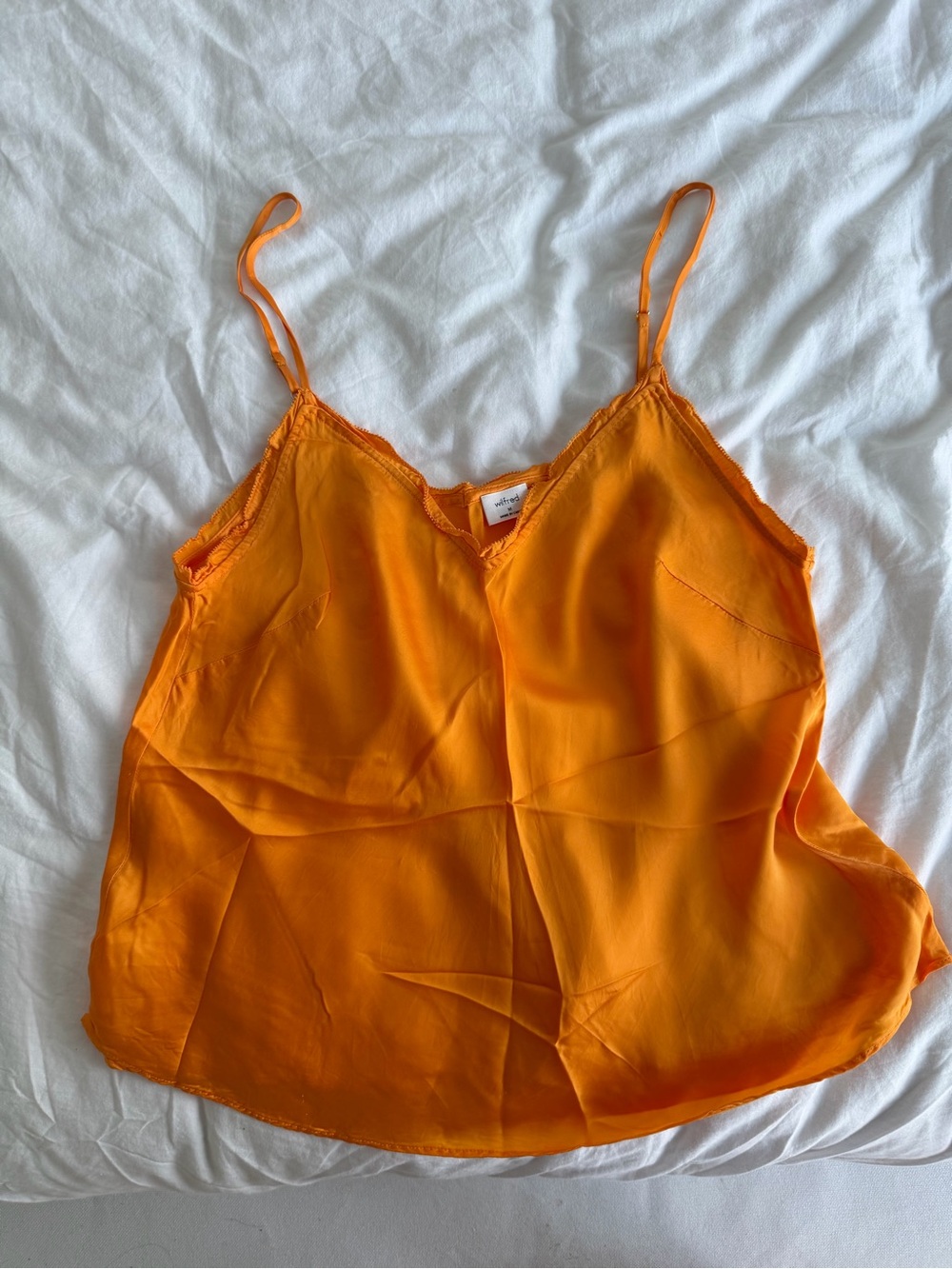Wilfred Orange Satin Spaghetti-Strap Cami Top